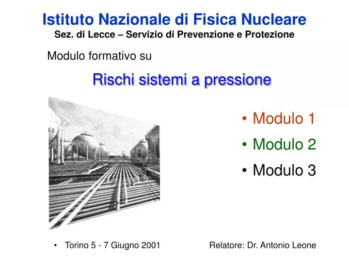 istituto nazionale di fisica nucleare sez di lecce servizio di prevenzione e protezione