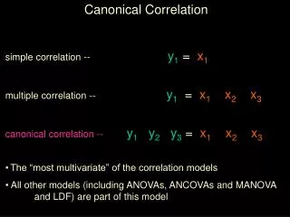 Canonical Correlation simple correlation -- y 1 = x 1