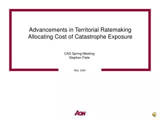 Advancements in Territorial Ratemaking Allocating Cost of Catastrophe Exposure
