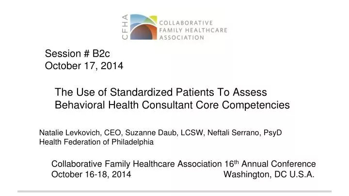 the use of standardized patients to assess behavioral health consultant core competencies