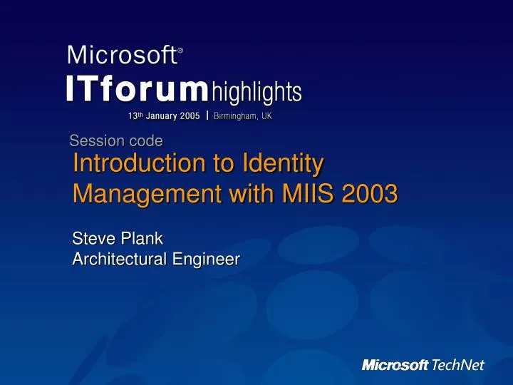 introduction to identity management with miis 2003