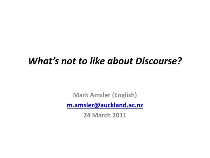 what s not to like about discourse