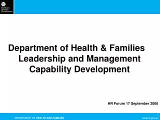 Department of Health &amp; Families Leadership and Management Capability Development