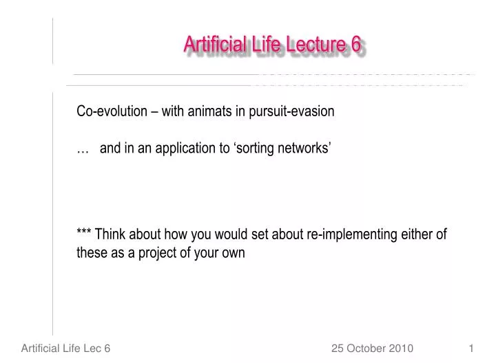 artificial life lecture 6
