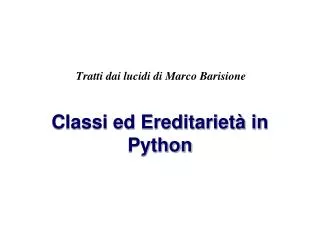 Classi ed Ereditarietà in Python