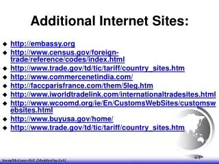 Additional Internet Sites:
