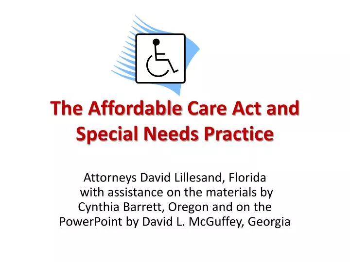 the affordable care act and special needs practice