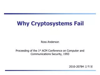 Why Cryptosystems Fail