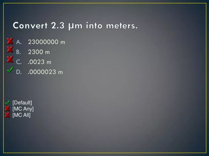 convert 2 3 m into meters