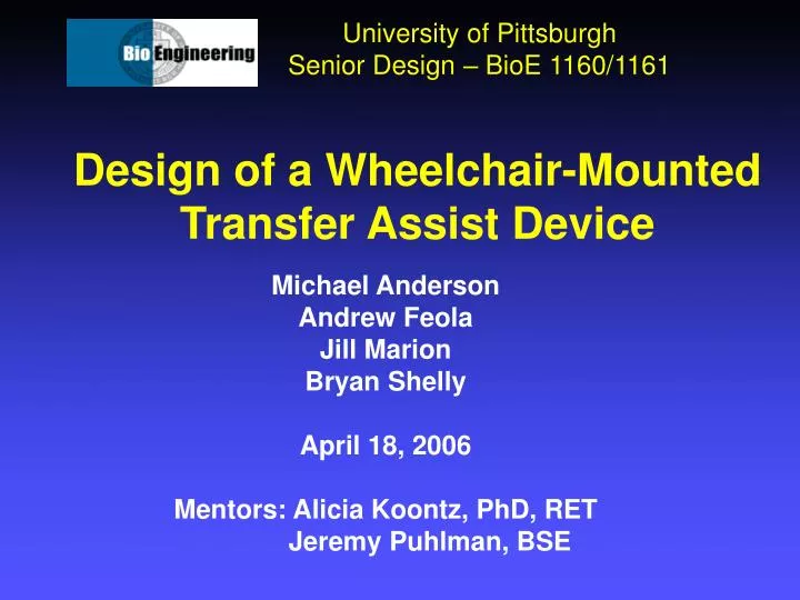 design of a wheelchair mounted transfer assist device