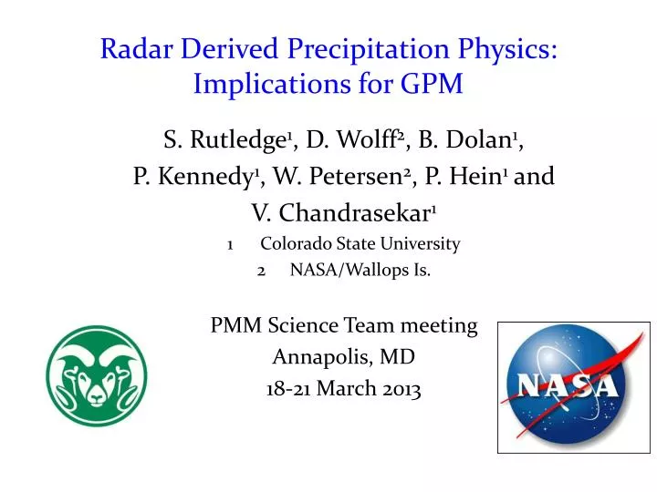 radar derived precipitation physics implications for gpm