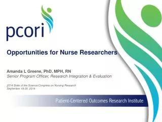 2014 State of the Science Congress on Nursing Research September 18-20, 2014