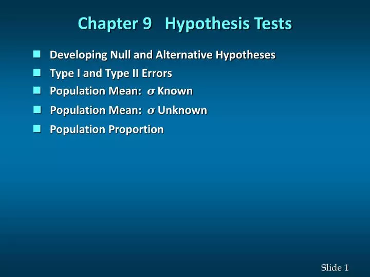chapter 9 hypothesis tests