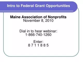 Intro to Federal Grant Opportunities
