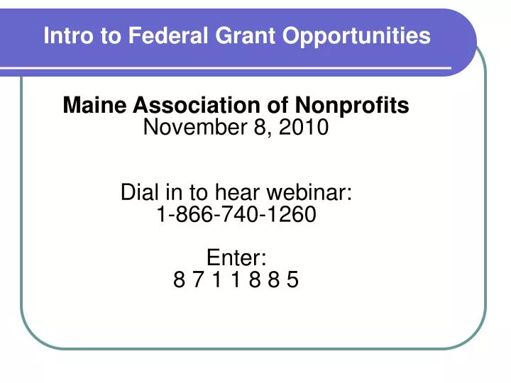 intro to federal grant opportunities