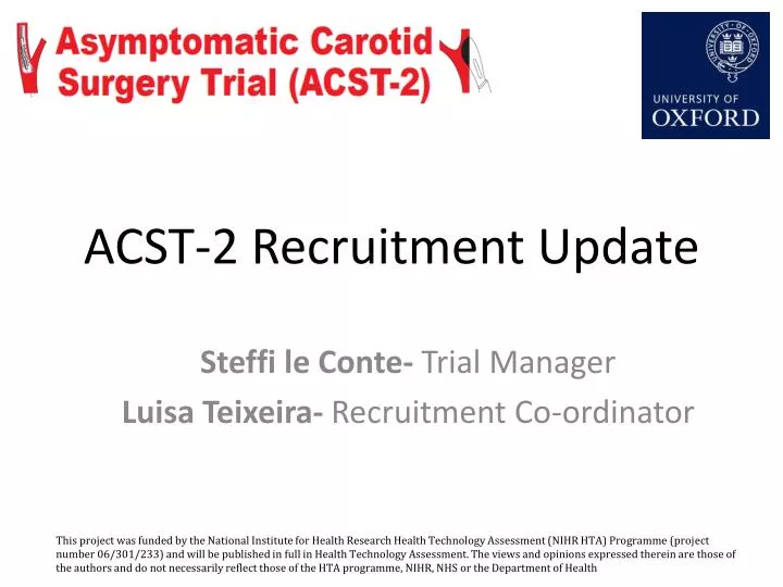acst 2 recruitment update