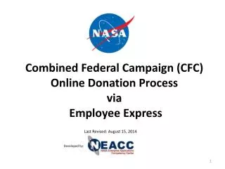 Combined Federal Campaign (CFC) Online Donation Process via Employee Express