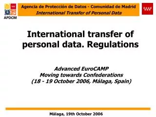 International transfer of personal data. Regulations