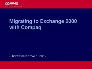 Migrating to Exchange 2000 with Compaq