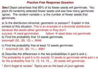 Practice Free Response Question