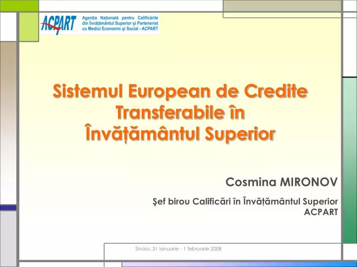 sistemul european de credite transferabile n nv m ntul superior
