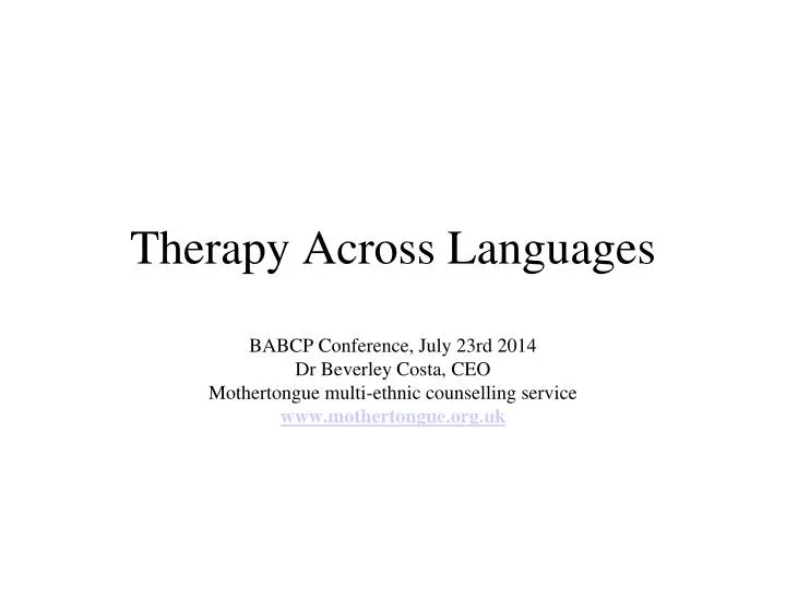 therapy across languages
