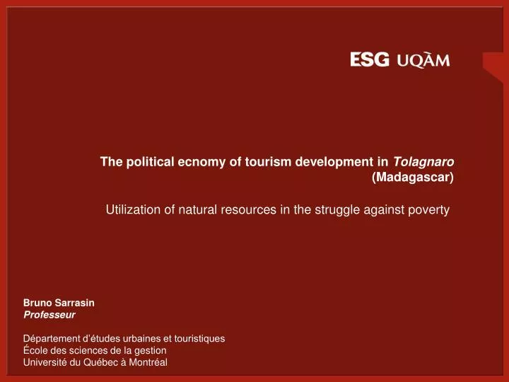 the political ecnomy of tourism development in tolagnaro madagascar