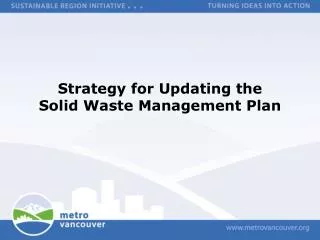 Strategy for Updating the Solid Waste Management Plan
