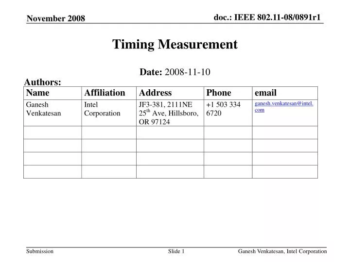 timing measurement