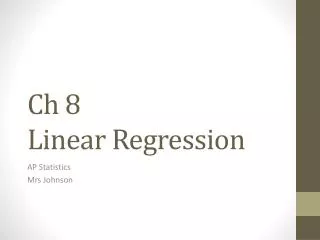 Ch 8 Linear Regression