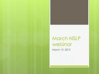 March NSLP webinar