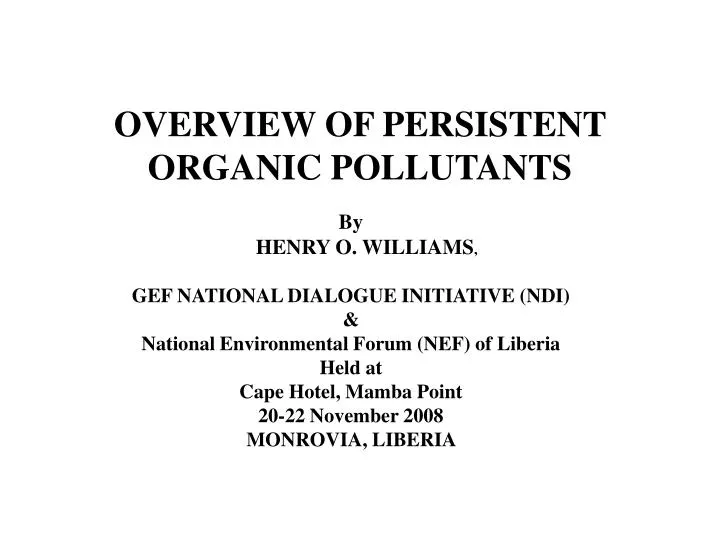 overview of persistent organic pollutants