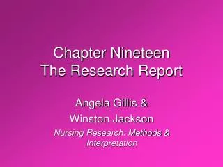 Chapter Nineteen The Research Report