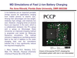 Cover of the journal PCCP , showing the simulated system with one Li ion intercalated