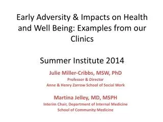 Julie Miller-Cribbs, MSW, PhD Professor &amp; Director Anne &amp; Henry Zarrow School of Social Work