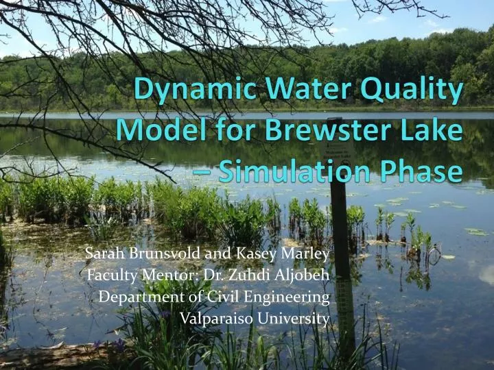 dynamic water quality model for brewster lake simulation phase
