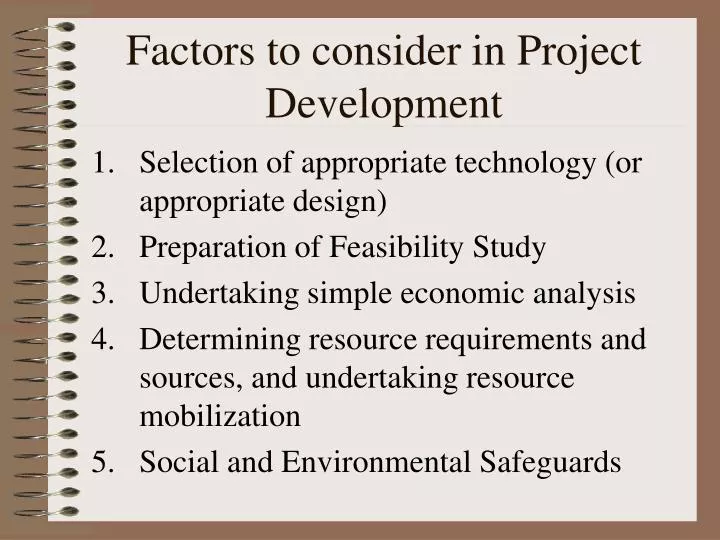 factors to consider in project development