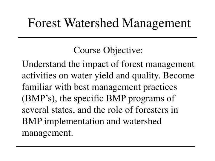 forest watershed management