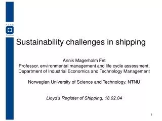 Sustainability challenges in shipping