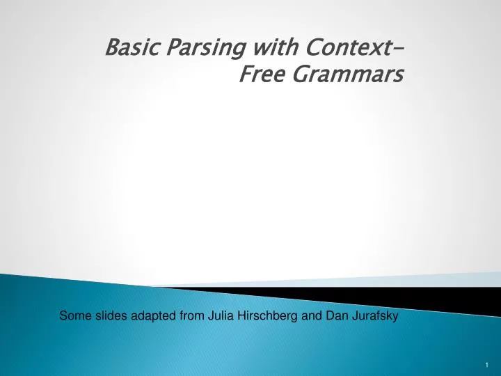 basic parsing with context free grammars