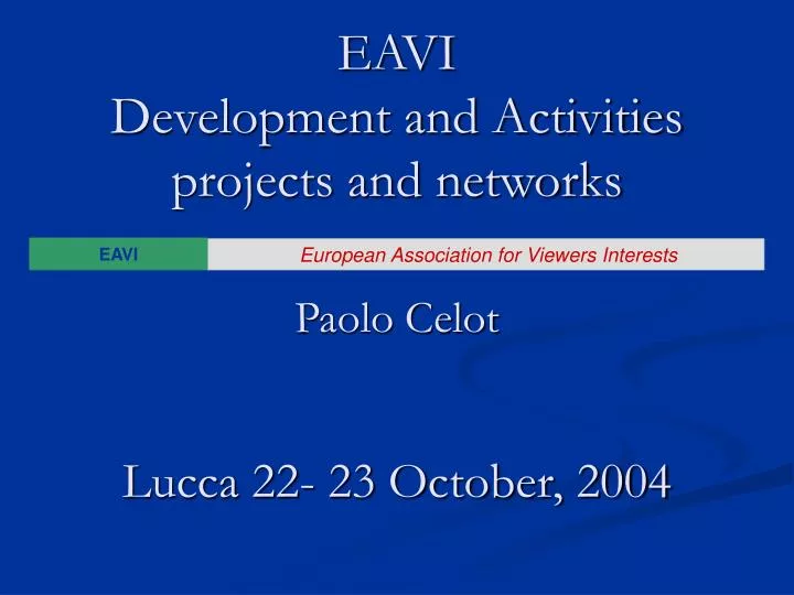 eavi development and activities projects and networks paolo celot lucca 22 23 october 2004