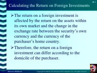 Calculating the Return on Foreign Investments