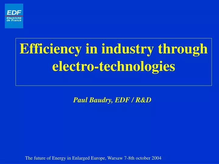 efficiency in industry through electro technologies