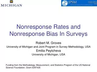 Nonresponse Rates and Nonresponse Bias In Surveys
