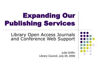 Expanding Our Publishing Services