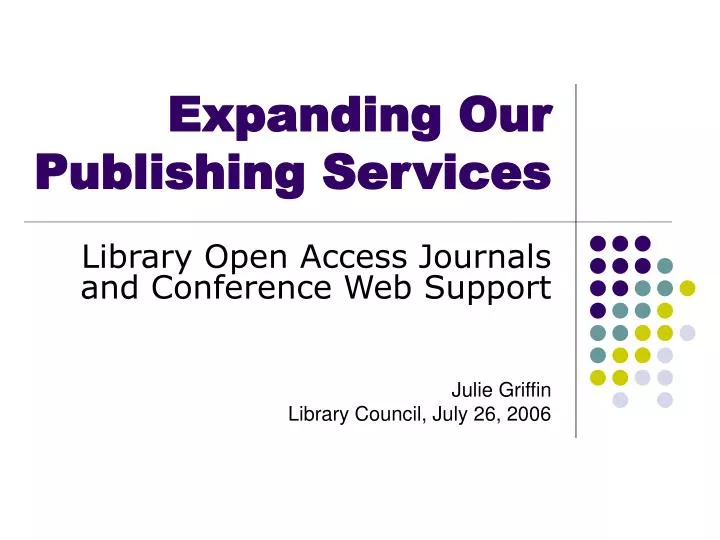 expanding our publishing services