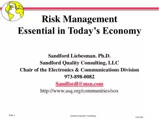 Risk Management Essential in Today’s Economy