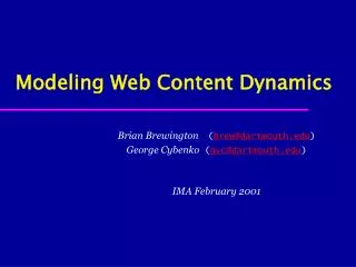 Modeling Web Content Dynamics