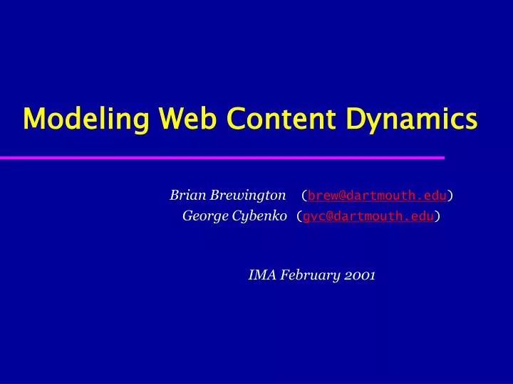 modeling web content dynamics