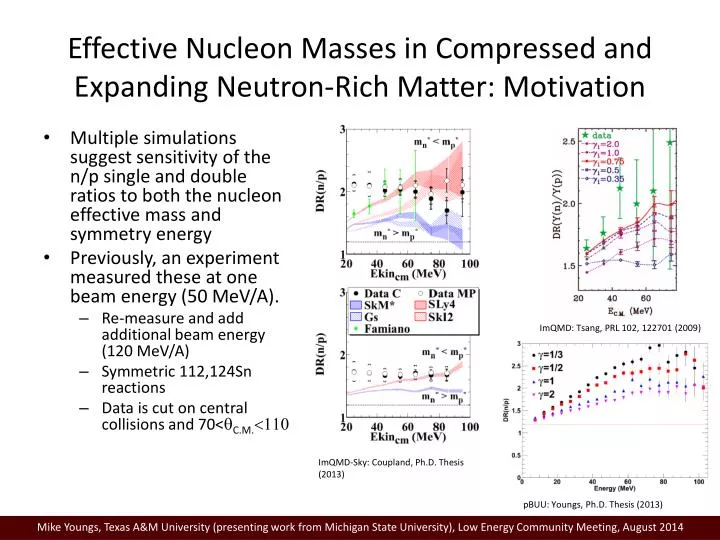 effective nucleon masses in compressed and expanding neutron rich matter motivation